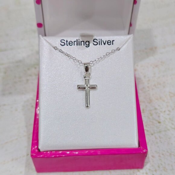 Sterling Silver Cross Pendant Necklace – Dainty Chain & Gift Box - Picture 5 of 6